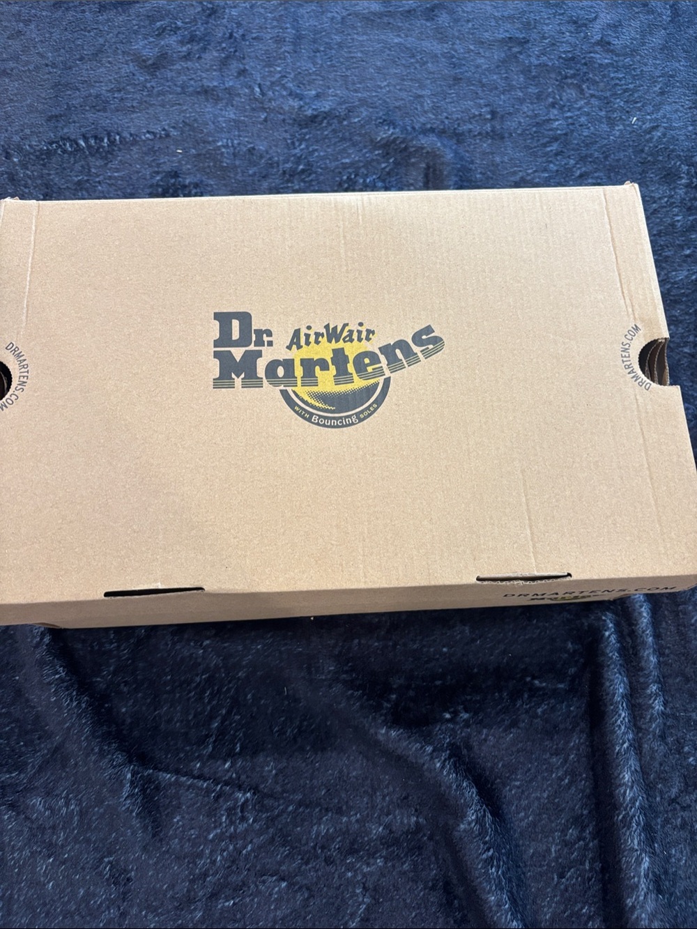 Dr. Martens Cardboard Box in Tan with Black & Yellow Logo